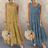 Floral Loose Bohemian Dress Sleeveless - Easy Pickins Store