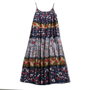 Floral Loose Bohemian Dress Sleeveless - Easy Pickins Store