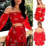 Floral Off Shoulder Ruffles Top and Skirt 2 Pieces Set - Easy Pickins Store