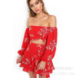Floral Off Shoulder Ruffles Top and Skirt 2 Pieces Set - Easy Pickins Store