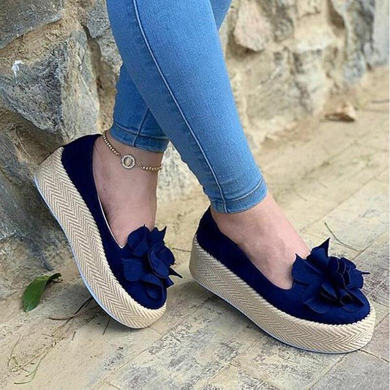 Floral Platform Sneakers Slip On Leather Suede Loafers Plus Sizes - Easy Pickins Store