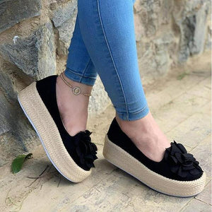 Floral Platform Sneakers Slip On Leather Suede Loafers Plus Sizes - Easy Pickins Store