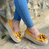 Floral Platform Sneakers Slip On Leather Suede Loafers Plus Sizes - Easy Pickins Store