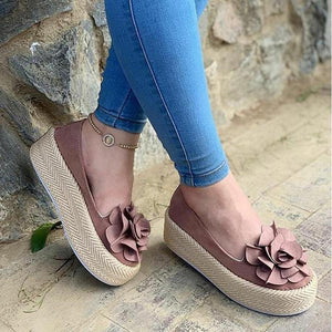Floral Platform Sneakers Slip On Leather Suede Loafers Plus Sizes - Easy Pickins Store