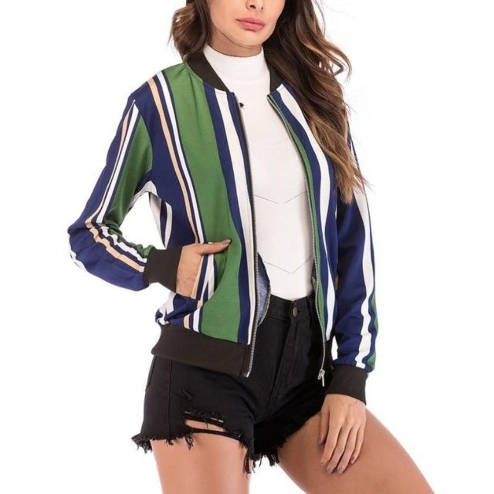Floral Print Zipper Up Bomber Jacket - Easy Pickins Store