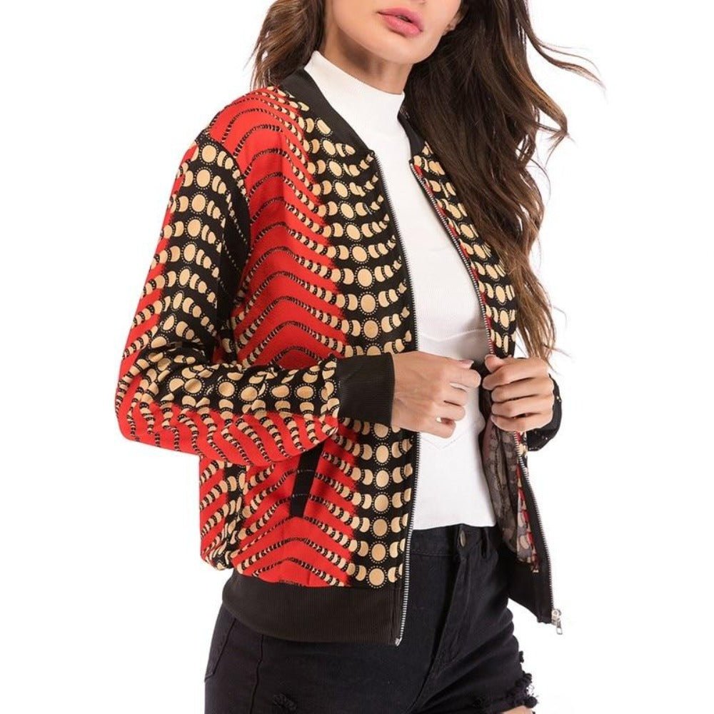 Floral Print Zipper Up Bomber Jacket - Easy Pickins Store