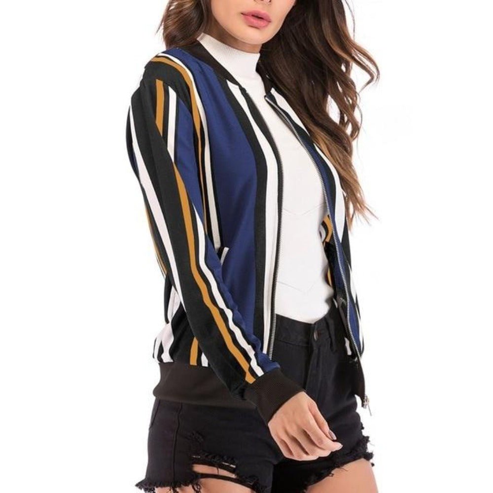 Floral Print Zipper Up Bomber Jacket - Easy Pickins Store