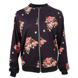 Floral Printed Jacket Zipper Bomber Outwear Long Sleeve Plus Sizes - Easy Pickins Store