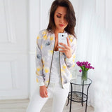 Floral Printed Jacket Zipper Bomber Outwear Long Sleeve Plus Sizes - Easy Pickins Store