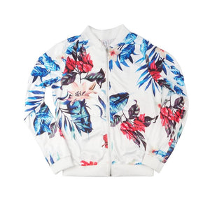 Floral Printed Jackets Short Coat Zipper Long Sleeve Bomber - Easy Pickins Store