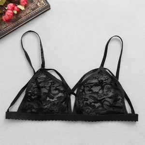 Floral Sheer Lace Bra Crop Top Seamless Transparent Cup Wireless - Easy Pickins Store