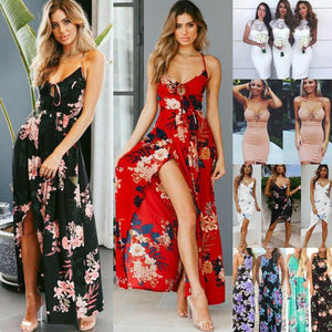 Floral Split Long Maxi Dress - Easy Pickins Store