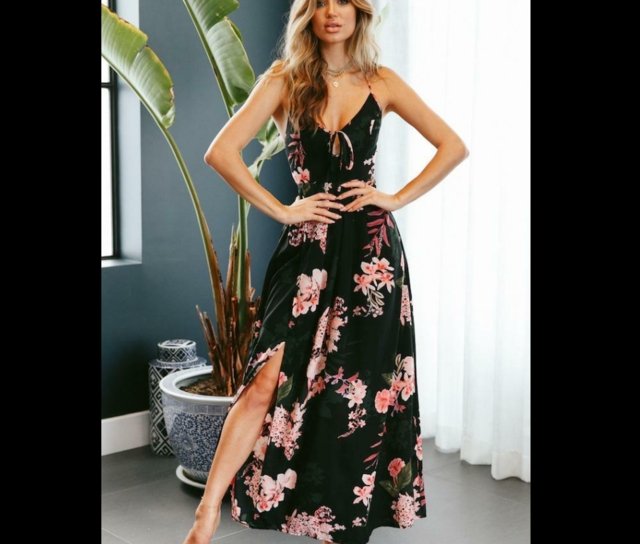 Floral Split Long Maxi Dress - Easy Pickins Store