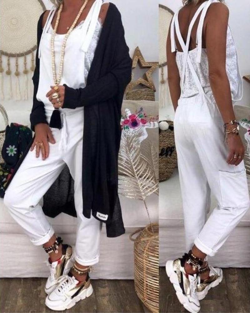 Flower Print Loose Jumpsuit V neck Herem Pants - Easy Pickins Store