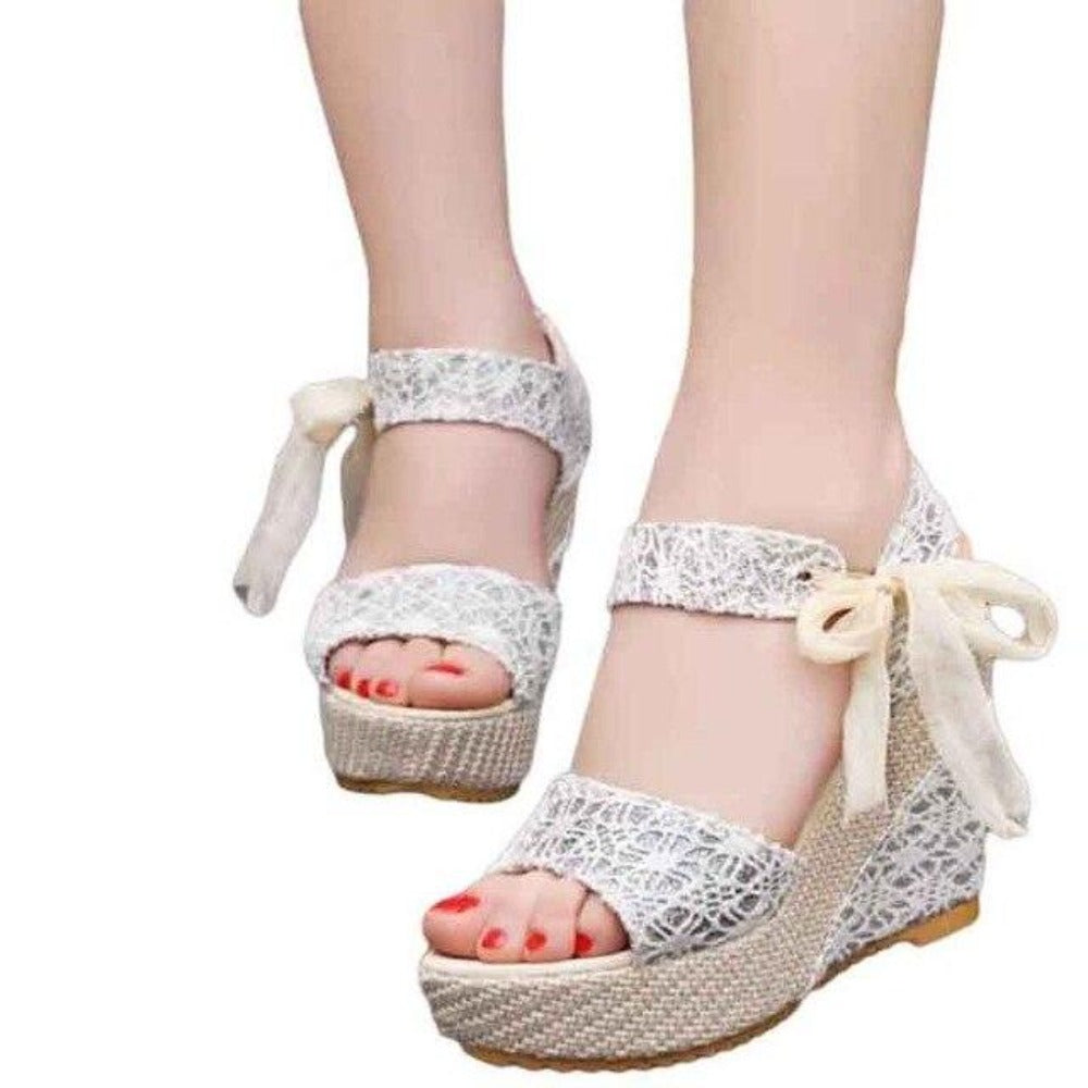 Flowers Buckle Open Toe Wedge Sandals High Heels Platform - Easy Pickins Store