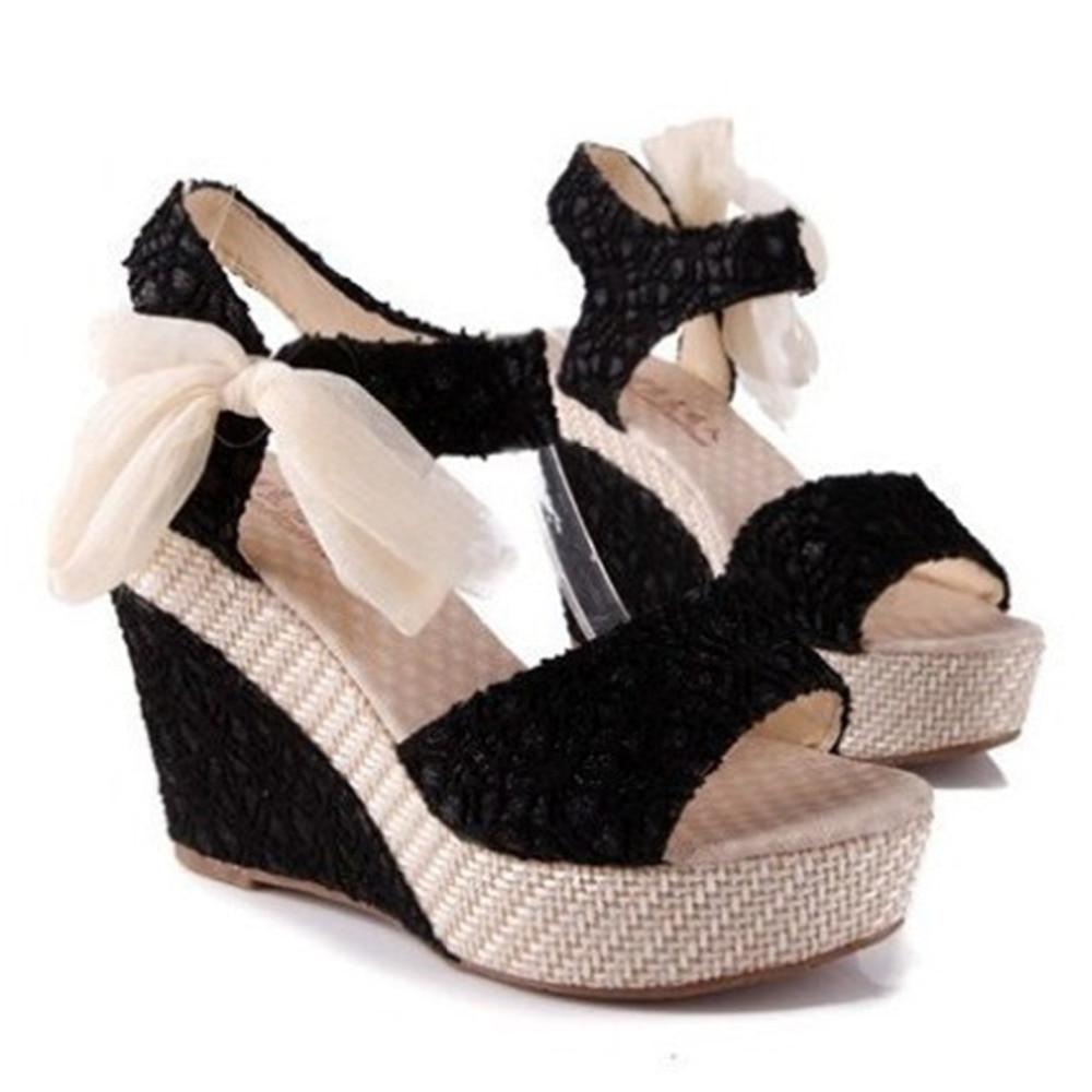 Flowers Buckle Open Toe Wedge Sandals High Heels Platform - Easy Pickins Store