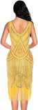 Fringed Gatsby Sequin Beaded Tassels Hem Flapper Dress - Easy Pickins Store
