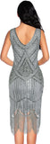 Fringed Gatsby Sequin Beaded Tassels Hem Flapper Dress - Easy Pickins Store