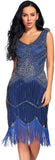 Fringed Gatsby Sequin Beaded Tassels Hem Flapper Dress - Easy Pickins Store