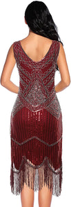 Fringed Gatsby Sequin Beaded Tassels Hem Flapper Dress - Easy Pickins Store