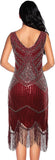Fringed Gatsby Sequin Beaded Tassels Hem Flapper Dress - Easy Pickins Store