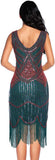 Fringed Gatsby Sequin Beaded Tassels Hem Flapper Dress - Easy Pickins Store