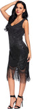 Fringed Gatsby Sequin Beaded Tassels Hem Flapper Dress - Easy Pickins Store