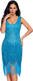 Fringed Gatsby Sequin Beaded Tassels Hem Flapper Dress - Easy Pickins Store