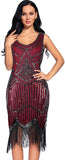 Fringed Gatsby Sequin Beaded Tassels Hem Flapper Dress - Easy Pickins Store