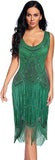 Fringed Gatsby Sequin Beaded Tassels Hem Flapper Dress - Easy Pickins Store