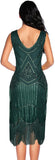 Fringed Gatsby Sequin Beaded Tassels Hem Flapper Dress - Easy Pickins Store