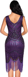 Fringed Gatsby Sequin Beaded Tassels Hem Flapper Dress - Easy Pickins Store