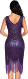 Fringed Gatsby Sequin Beaded Tassels Hem Flapper Dress - Easy Pickins Store