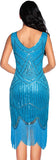 Fringed Gatsby Sequin Beaded Tassels Hem Flapper Dress - Easy Pickins Store