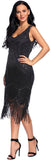 Fringed Gatsby Sequin Beaded Tassels Hem Flapper Dress - Easy Pickins Store