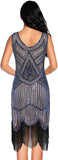 Fringed Gatsby Sequin Beaded Tassels Hem Flapper Dress - Easy Pickins Store