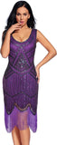Fringed Gatsby Sequin Beaded Tassels Hem Flapper Dress - Easy Pickins Store