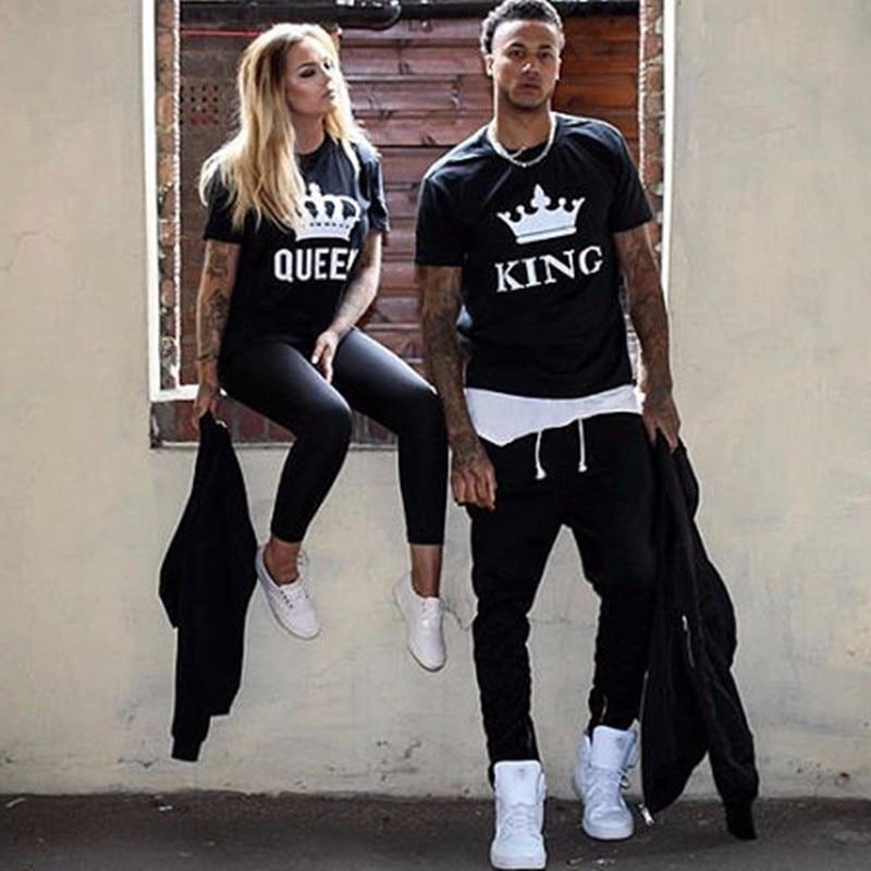 Funny King Queen Printed Black T-shirt Short Sleeve - Easy Pickins Store