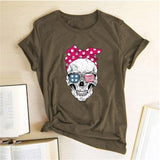 Funny Skull Punk T-shirt Fashion Short Sleeve Sun Flowers - Easy Pickins Store