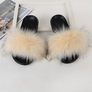 Furry Flat Sandals Cute Fluffy Slippers - Easy Pickins Store