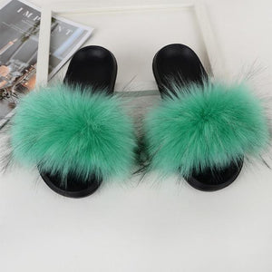 Furry Flat Sandals Cute Fluffy Slippers - Easy Pickins Store