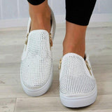 Glitter Platform Crystal Slip On Flat Loafers - Easy Pickins Store
