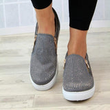 Glitter Platform Crystal Slip On Flat Loafers - Easy Pickins Store