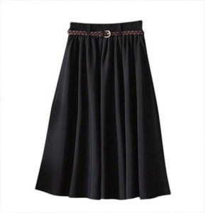 H Summer Women Skirt Comfort Solid A Line Mid Calf Skirt Female Plus Size Skirts - Easy Pickins Store