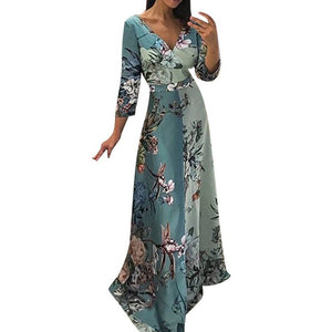 Half Sleeve V Neck Long Dress - Easy Pickins Store