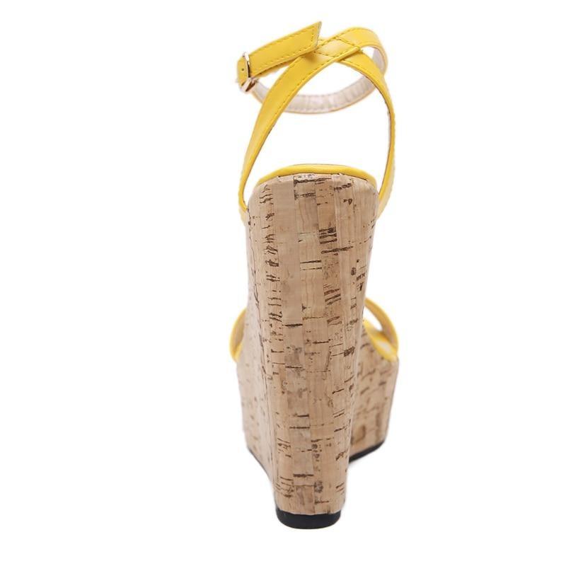 High Heels Ankle Buckle Strap Wedge Platform Peep Toe Sandals - Easy Pickins Store