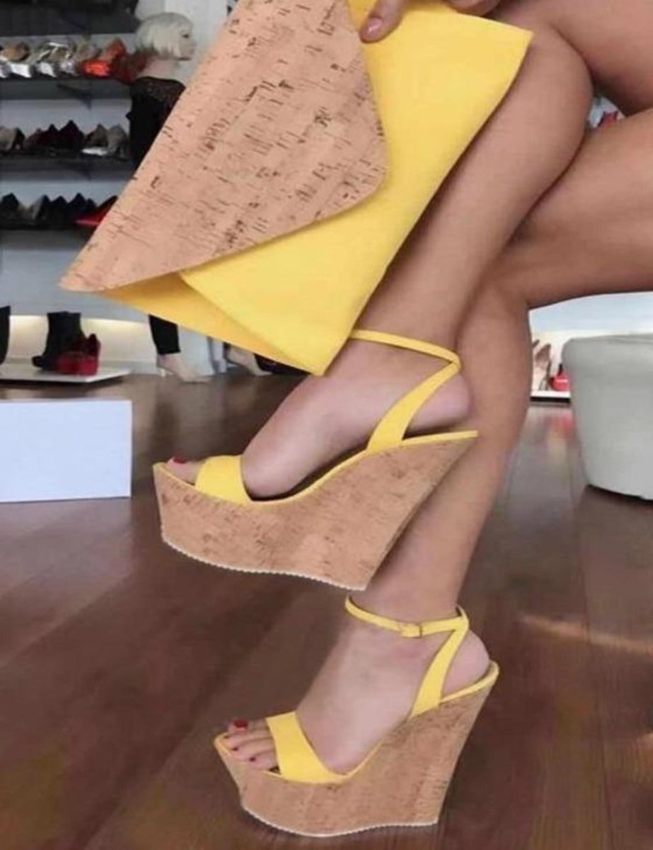 High Heels Ankle Buckle Strap Wedge Platform Peep Toe Sandals - Easy Pickins Store