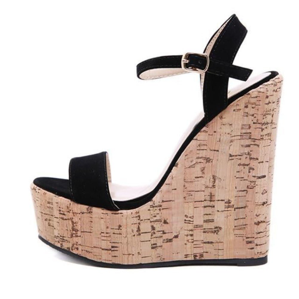 High Heels Ankle Buckle Strap Wedge Platform Peep Toe Sandals - Easy Pickins Store