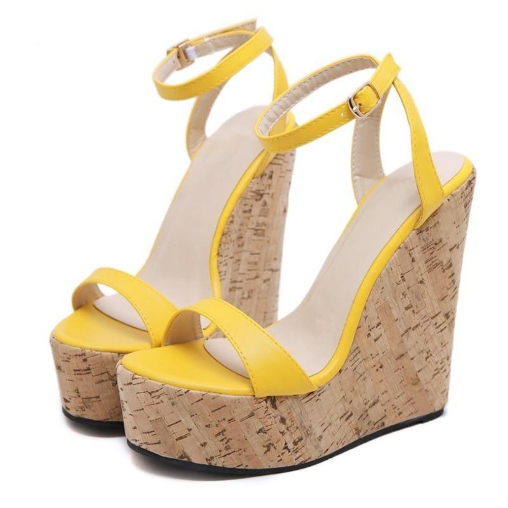 High Heels Ankle Buckle Strap Wedge Platform Peep Toe Sandals - Easy Pickins Store