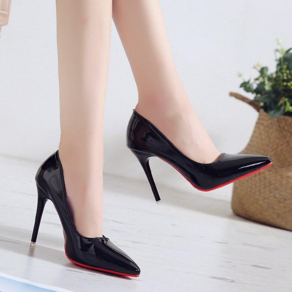 High Heels Leather Pointed Pumps - Easy Pickins Store